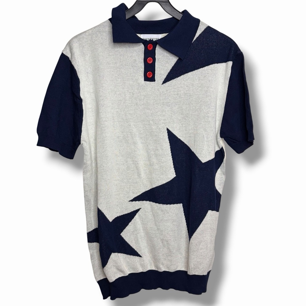 Oxknit Star Knit Polo Shirt Retro Casual Men's XL 60s 70s Mod Preppy